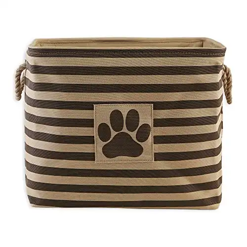 Bone Dry Pet Storage Collection Striped Paw Patch Bin, Large Rectangle, Brown